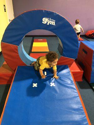 Climbing through the giant donut