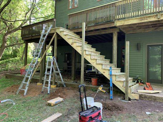 2 story deck stairs to grade