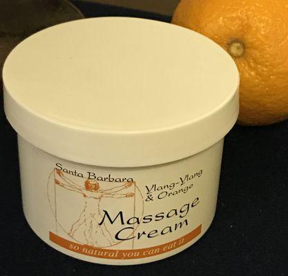 BALANCE MASSAGE uses Santa Barbara Massage Cream.  "So natural you can eat it!"