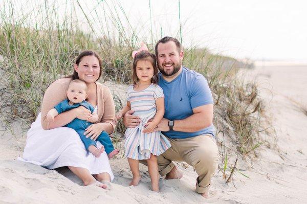 Beach family photo with Ron Schroll Photography in Pawleys Island, SC