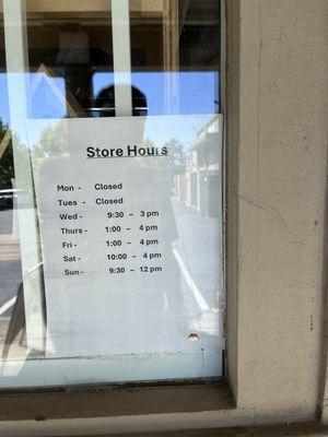 Store hours 8/26/24