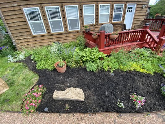 Mulching a garden bed