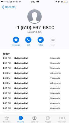 Look at the my calls, there are other calls I made. The lady simply doesn't want to do her job she made me wait over 20 mins for nothing.