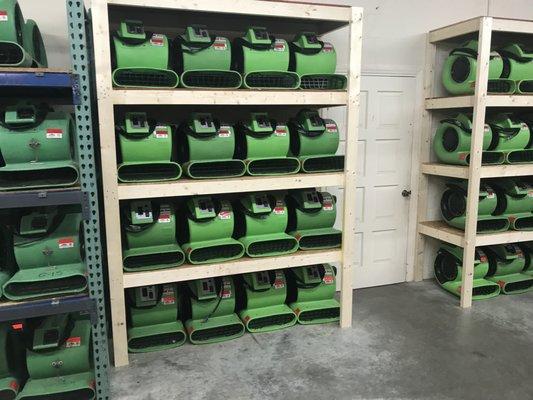 Our warehouse is fully stocked with water-drying equipment that can be used as soon as they're needed!