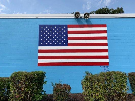 American Legion Post 964 - US Flag on side wall.