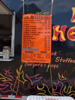 Hog Heaven BBQ menu