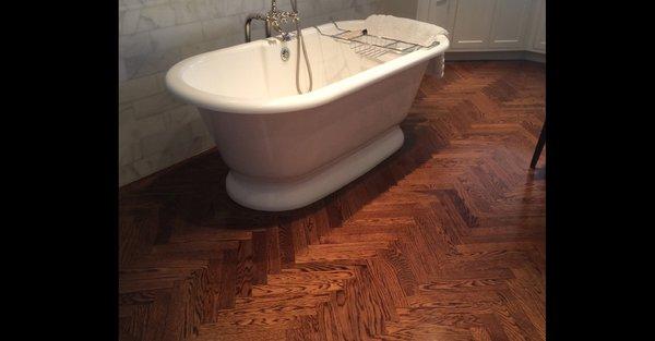 French-Brown herringbone installation