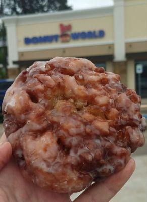 Warm apple fritter.