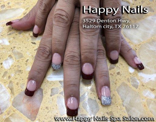 Pink and Color tip Dipping Powder Nails. Happy Nails Salon, Haltom City 76117