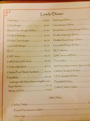 Lunch menu