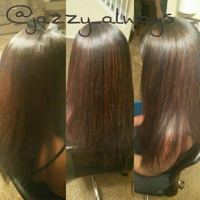 Traditional sew in and flat iron