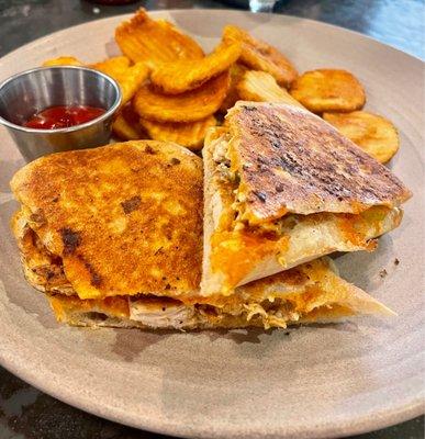 Buffalo chicken panini with fries. No complaints