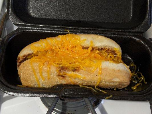 Chili Cheese Sandwich, $2.79 before tax.