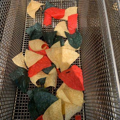 If your chips aren't red white and blue all the time your getting them from the wrong place !! Made fresh daily