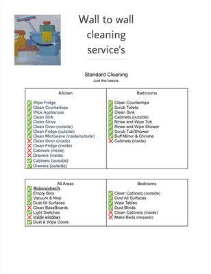 Standard clean checklist