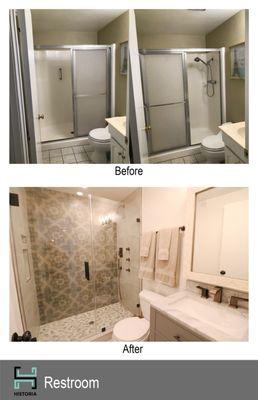 Restroom before and after.