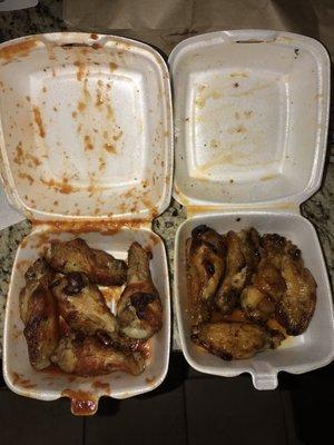 10 wings...Half mango/ Asian. Good wings just wish it came with more of the sauce. It's a hidden place but worth the find