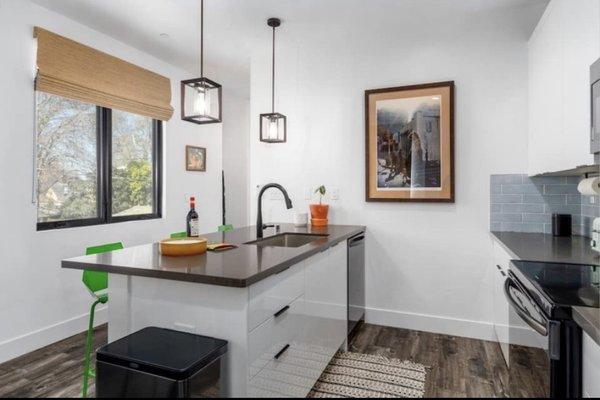 Pendant lights installed in kitchen