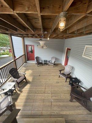 Our spacious outdoor seating area facing toward the allegheny river