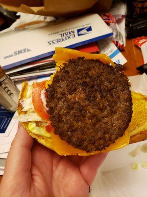 So, I just paid $10 for this charcoal briquette burger that was too small for the bun, and a small bag of cheese curds. Never again!