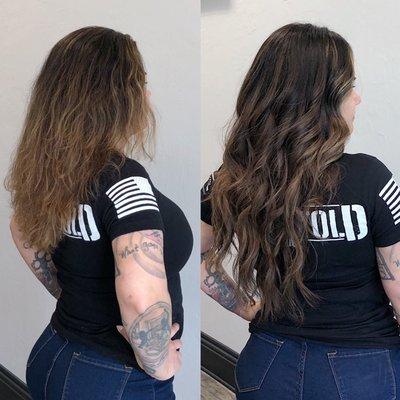 2 rows of Invisible Bead Extensions with a beach wave texture