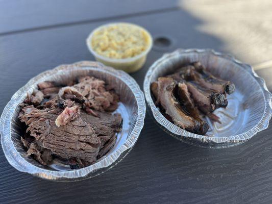 Half pound Brisket Half pound Ribs Potato Salad