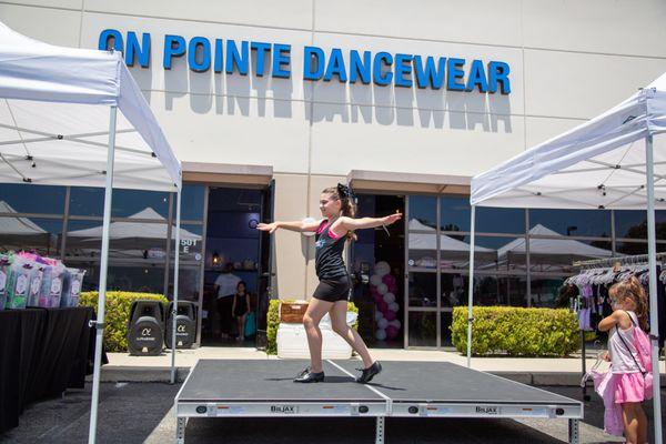 Customer performing for On Pointe Dancewear