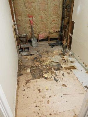 gutted bathroom