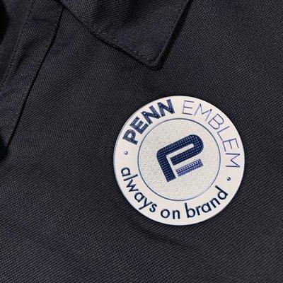 Penn Emblem Logo in PennFlex™ | the edgy, flexible, metallic/matte upgrade for direct embroidery your brand has been looking for.