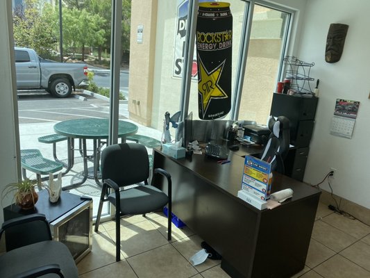 Waiting area and office desk