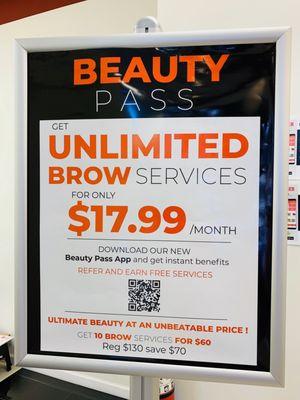 Unlimited Brow Services for $17.99 (6 mos commitment)