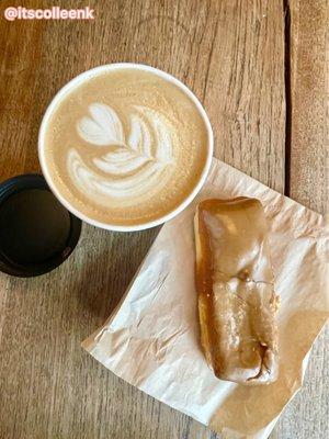 Vanilla latte and maple bar