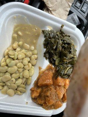 Lima beans, yams and collard greens