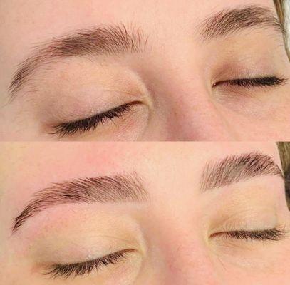 Before & After eyebrows shaped after threading.