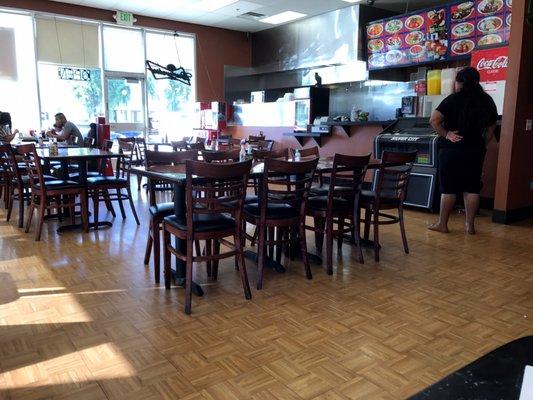 Good dining room with booths and tables that could accommodate small groups