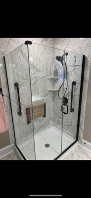 Shower installation and bathroom remodel.