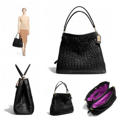 Coach Madison Twisted-Leather Phoebe in Black