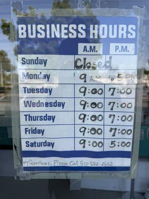 Current operating hours