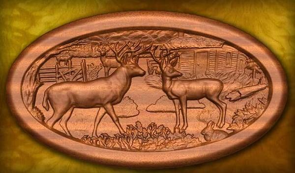 Deer wood carving