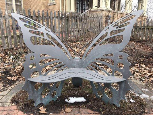 Outside butterfly bench