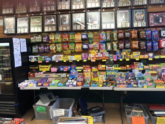 Love that they have a classic variety of candy and soda to go along with this classic vintage baseball card shop. Also tons of Pokémon!