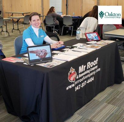 Mr. Roof at Oakton community college intern fair