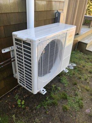 Mini-split condenser cleaned and looking like new after was covered by mold and other debris