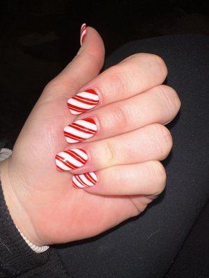 Candy cane nail design by Fawn