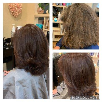 Colored natural hair with semi-permanent color.