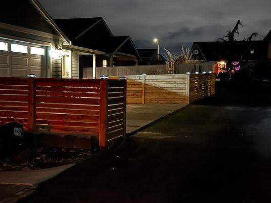 Custom fence and lighting.