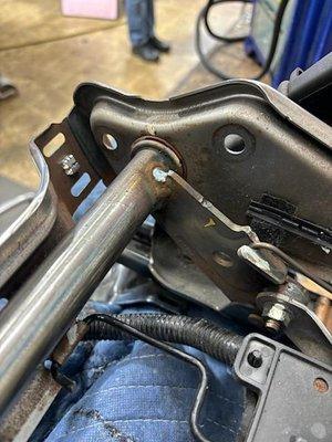 Repaired driver's seat frame after re-welding.