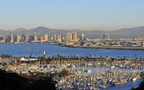 View from Harbor View Dr. in Point Loma to the beautiful city of San Diego.