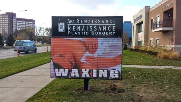 Custom Ground LED Sign with Header
 Spa Renaissance and Plastic Surgery