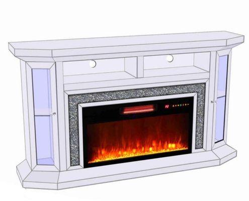 led TV stand with fireplace